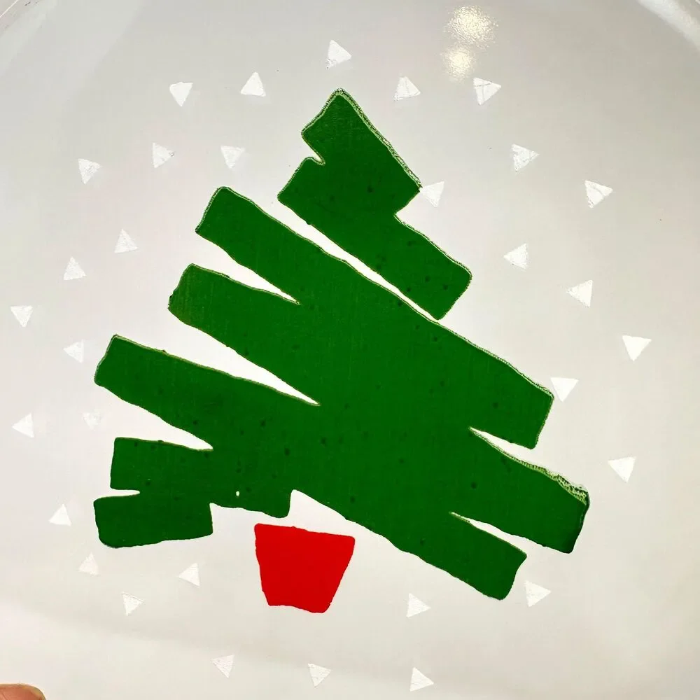 Vtg Luminarc 1988 Christmas Tree Confetti 8” Dessert Plates Arcoroc France